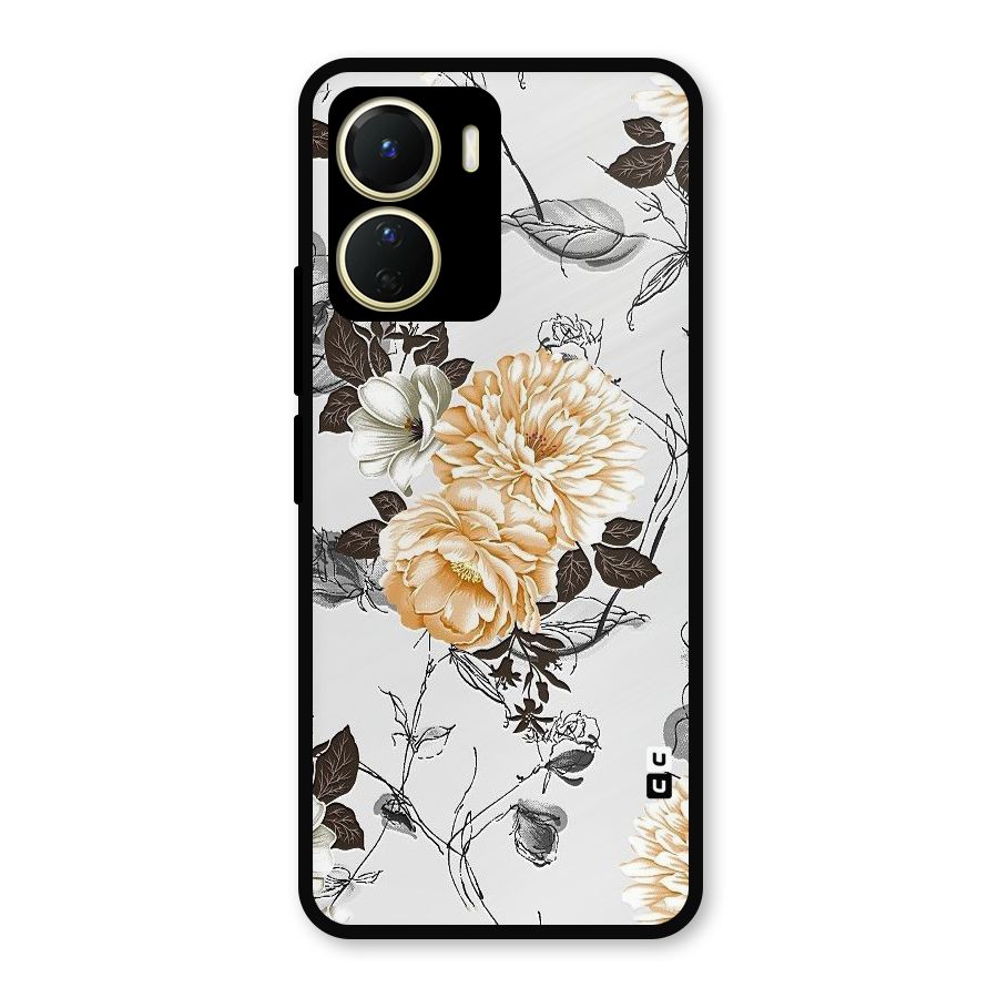 Yellow Floral Metal Back Case for Vivo Y56