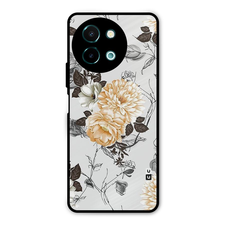 Yellow Floral Metal Back Case for Vivo Y58