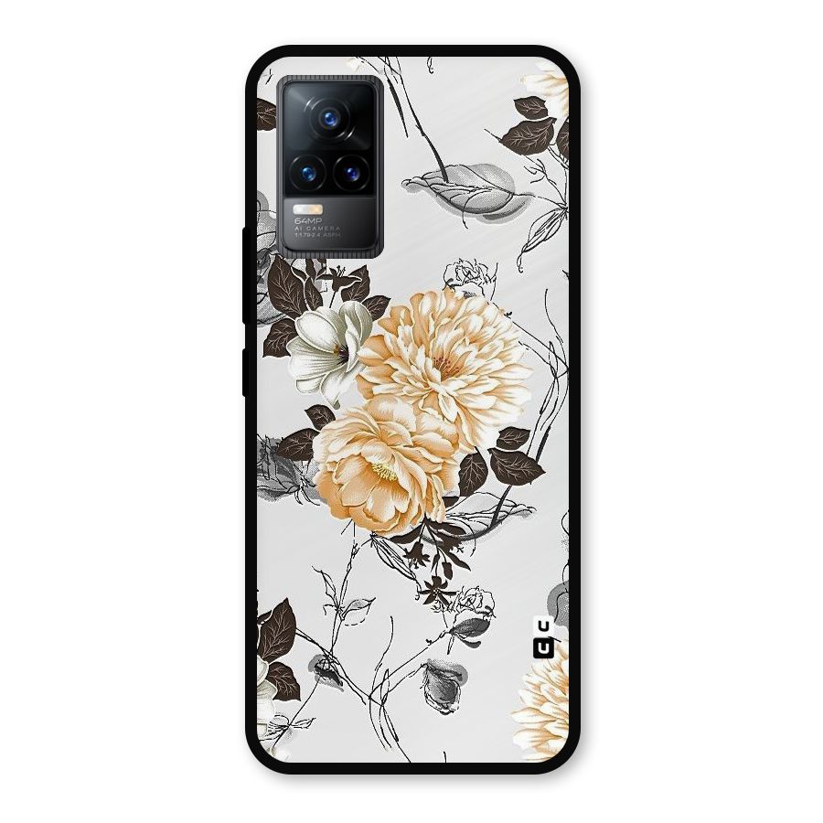 Yellow Floral Metal Back Case for Vivo Y73