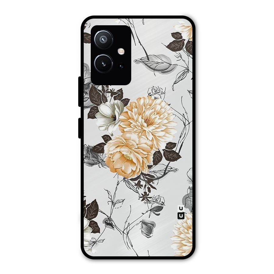 Yellow Floral Metal Back Case for Vivo Y75 5G