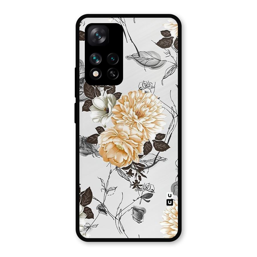 Yellow Floral Metal Back Case for Xiaomi 11i Hypercharge 5G