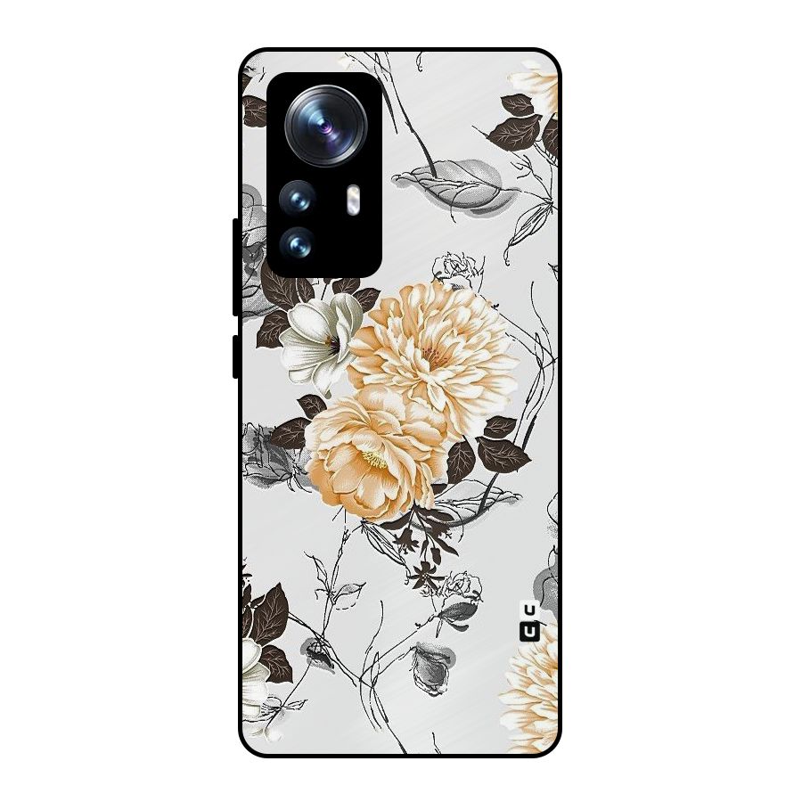Yellow Floral Metal Back Case for Xiaomi 12 Pro