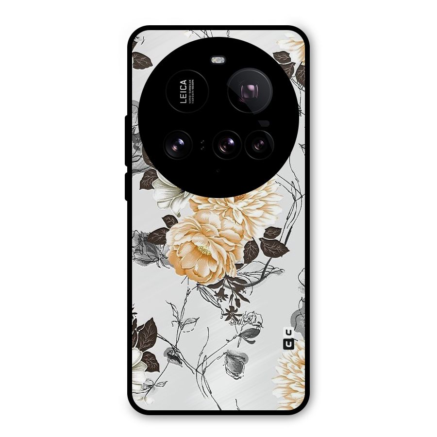 Yellow Floral Metal Back Case for Xiaomi 15 Ultra