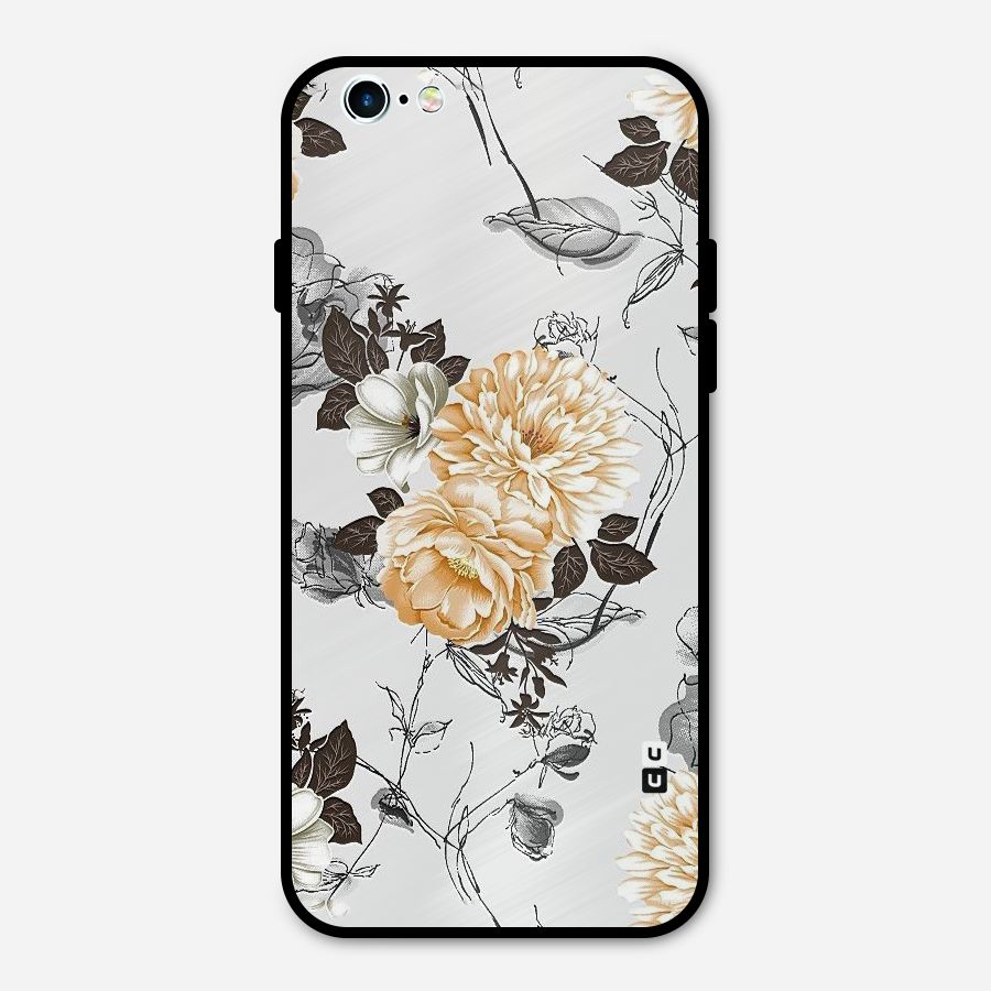 Yellow Floral Metal Back Case for iPhone 6 6s