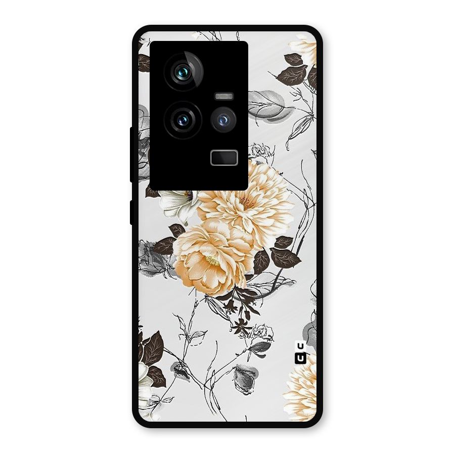 Yellow Floral Metal Back Case for iQOO 11 5G