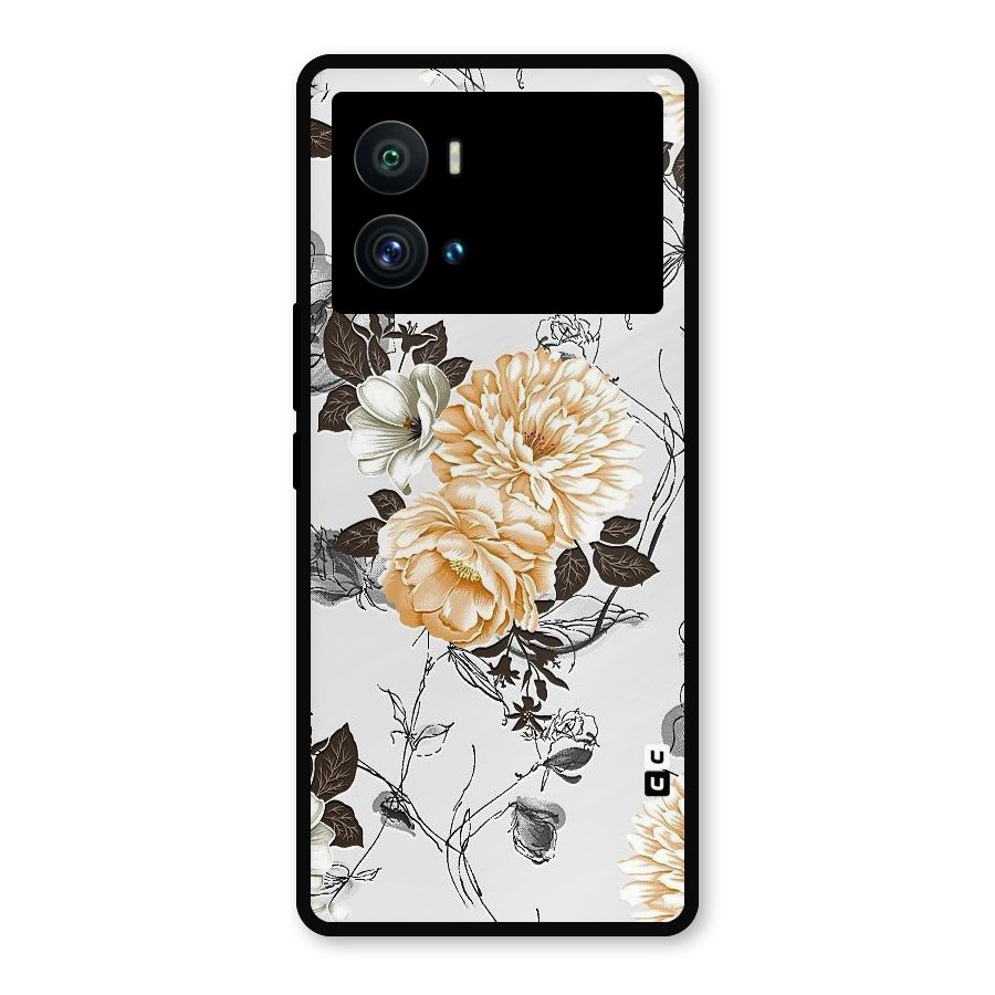 Yellow Floral Metal Back Case for iQOO 9 Pro