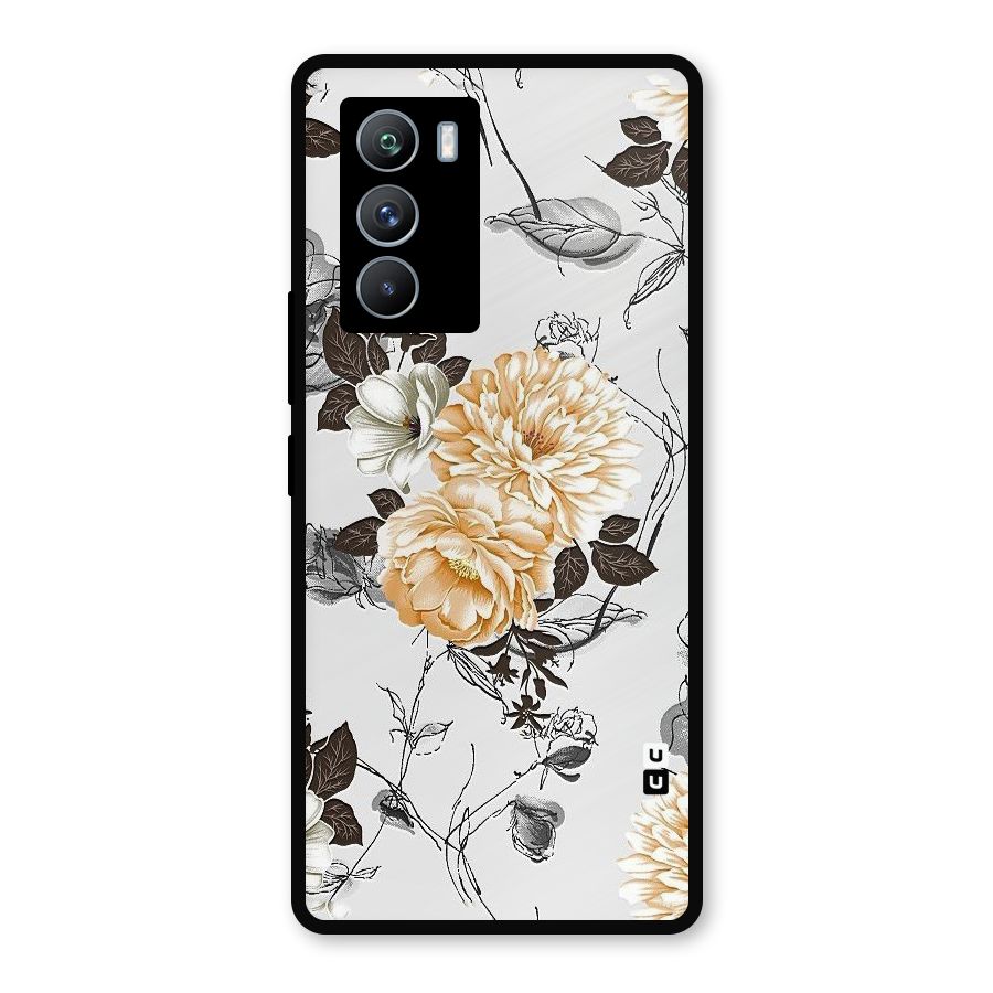 Yellow Floral Metal Back Case for iQOO 9 SE