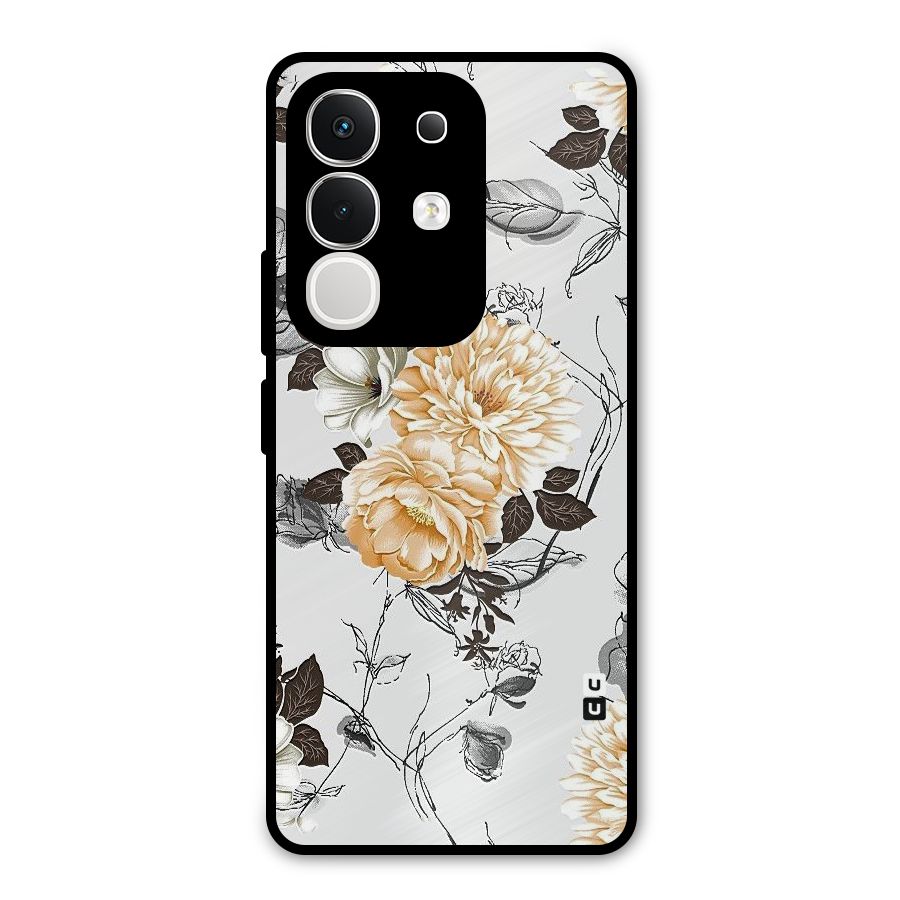 Yellow Floral Metal Back Case for iQOO Z10x