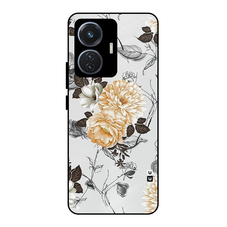 Yellow Floral Metal Back Case for iQOO Z6 44W