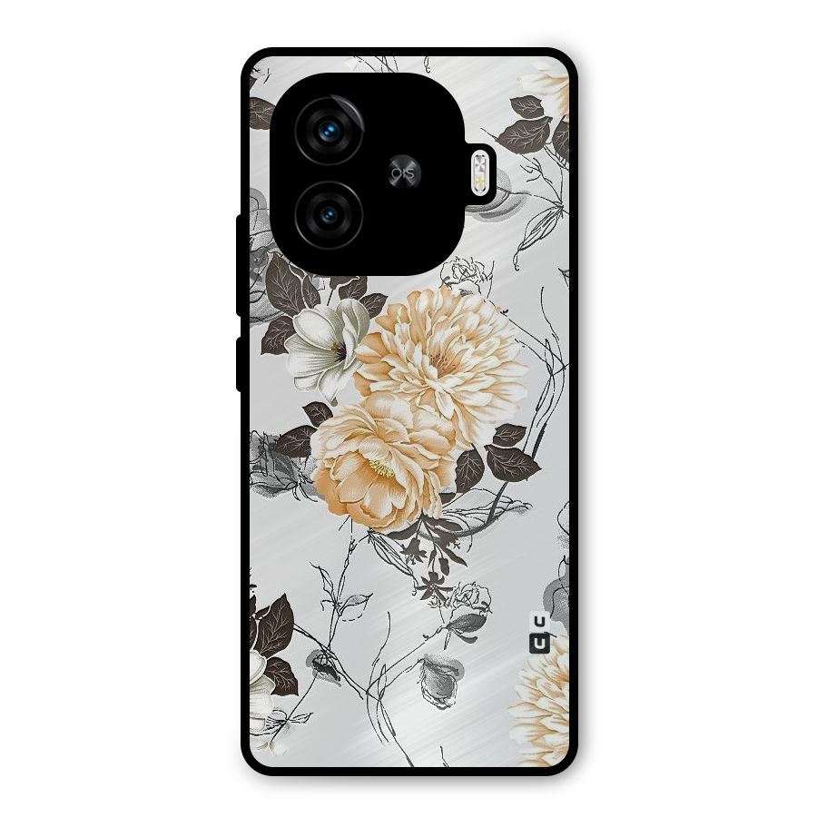 Yellow Floral Metal Back Case for iQOO Z9 Turbo