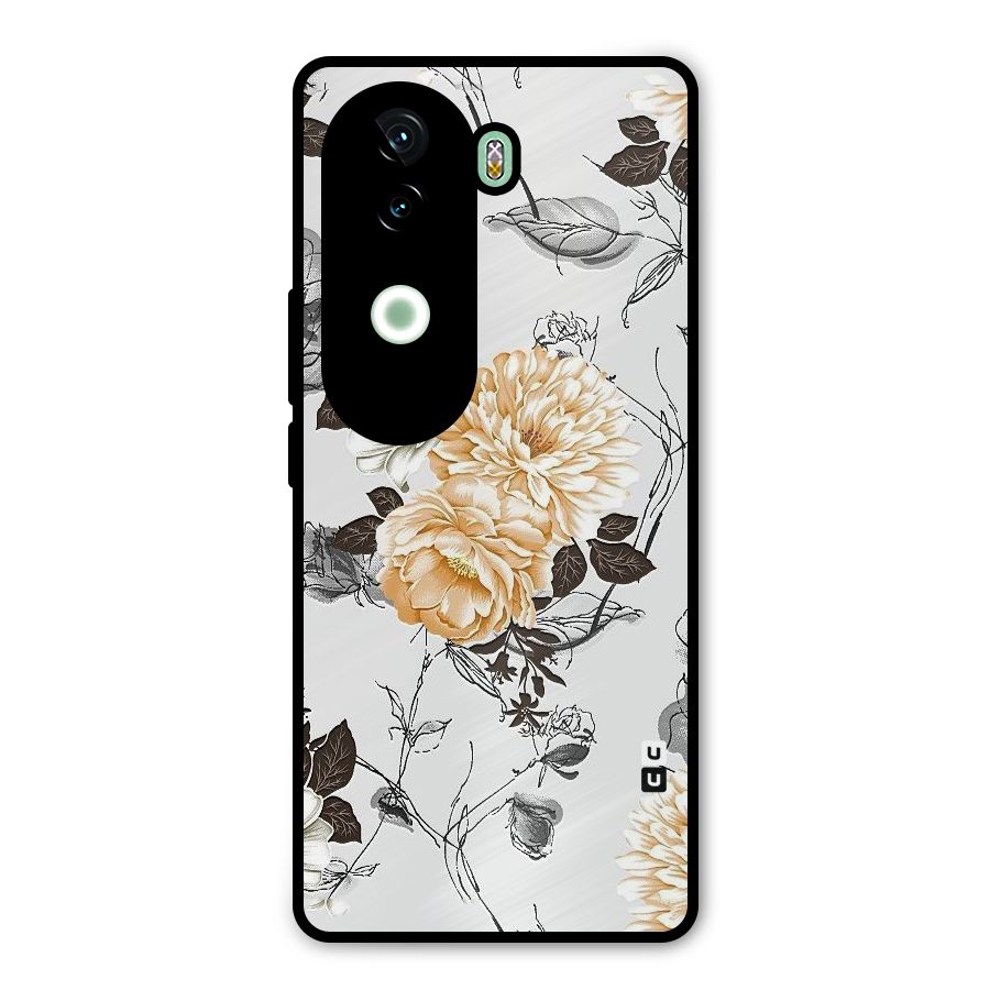 Yellow Floral Metal Back Case for iQOO Z9s
