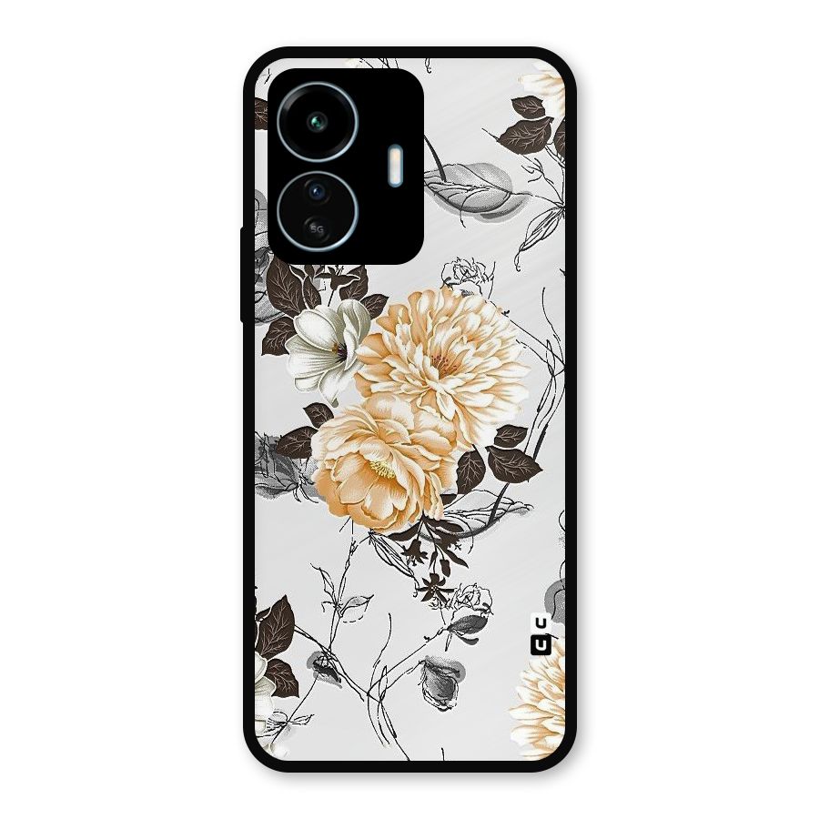 Yellow Floral Metal Back Case for vivo iQOO Z6 Lite 5G
