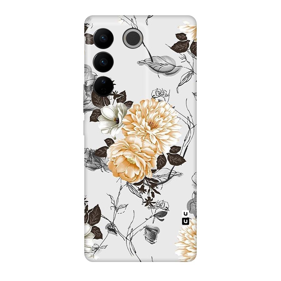 Yellow Floral Original Polycarbonate Back Case for Vivo V27
