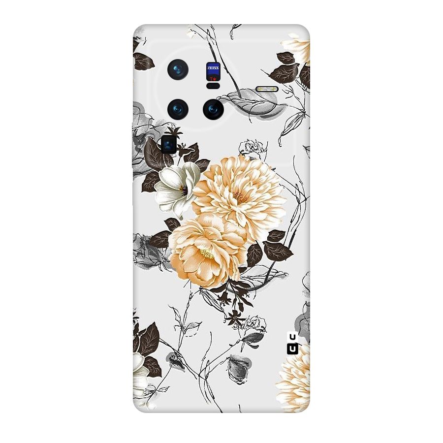 Yellow Floral Original Polycarbonate Back Case for Vivo X80