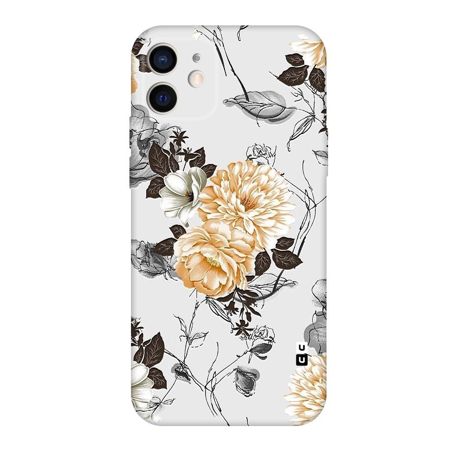 Yellow Floral Original Polycarbonate Back Case for iPhone 12
