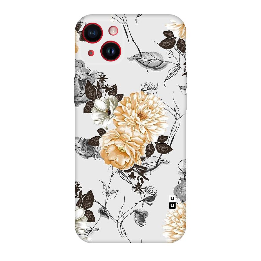 Yellow Floral Original Polycarbonate Back Case for iPhone 14 Plus