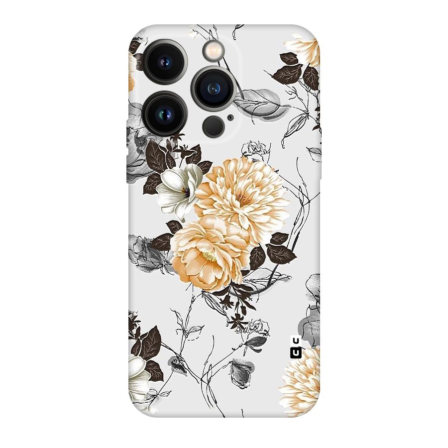 Yellow Floral Original Polycarbonate Back Case for iPhone 14 Pro