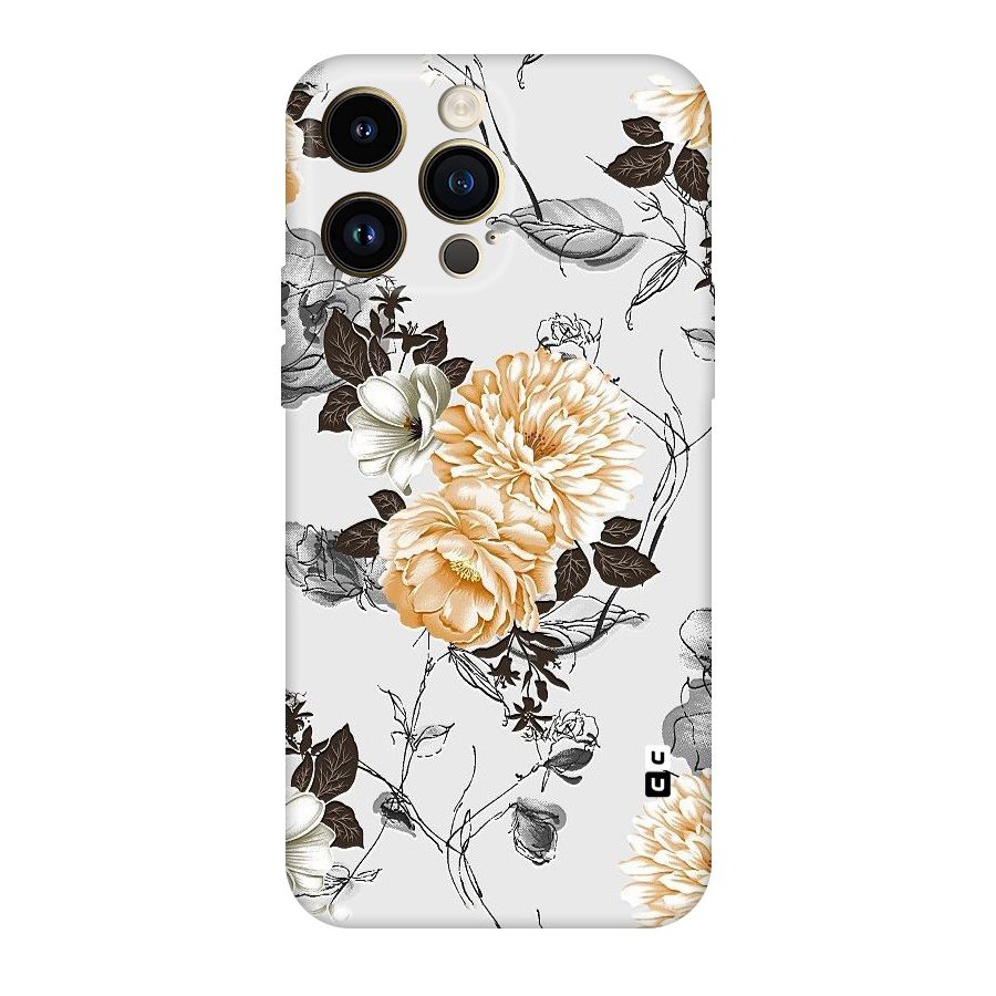 Yellow Floral Original Polycarbonate Back Case for iPhone 14 Pro Max
