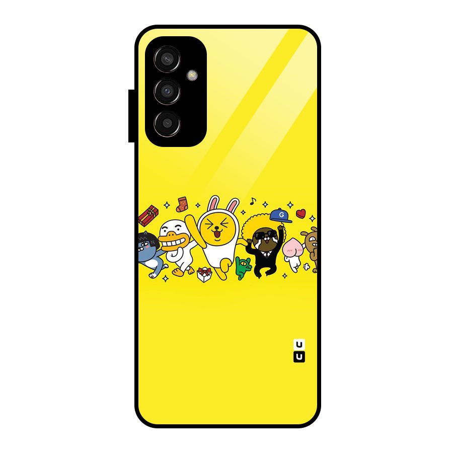 Yellow Friends Glass Back Case for Galaxy F13