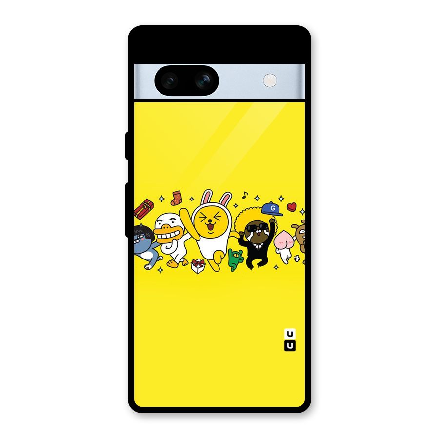 Yellow Friends Glass Back Case for Google Pixel 7a