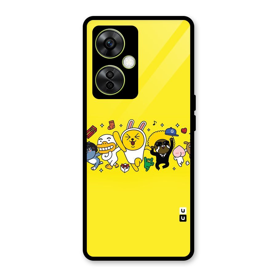 Yellow Friends Glass Back Case for OnePlus Nord CE 3 Lite