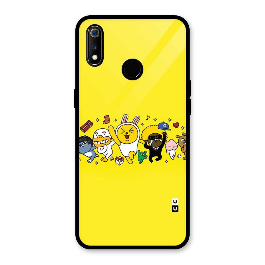 Yellow Friends Glass Back Case for Realme 3i