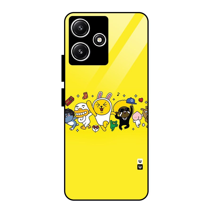 Yellow Friends Glass Back Case for Redmi 12 5G