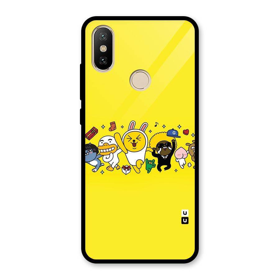 Yellow Friends Glass Back Case for Redmi A2