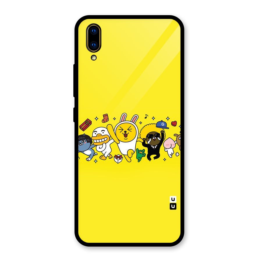 Yellow Friends Glass Back Case for Vivo V11 Pro