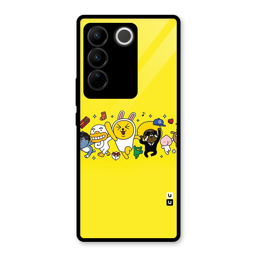 Yellow Friends Glass Back Case for Vivo V27