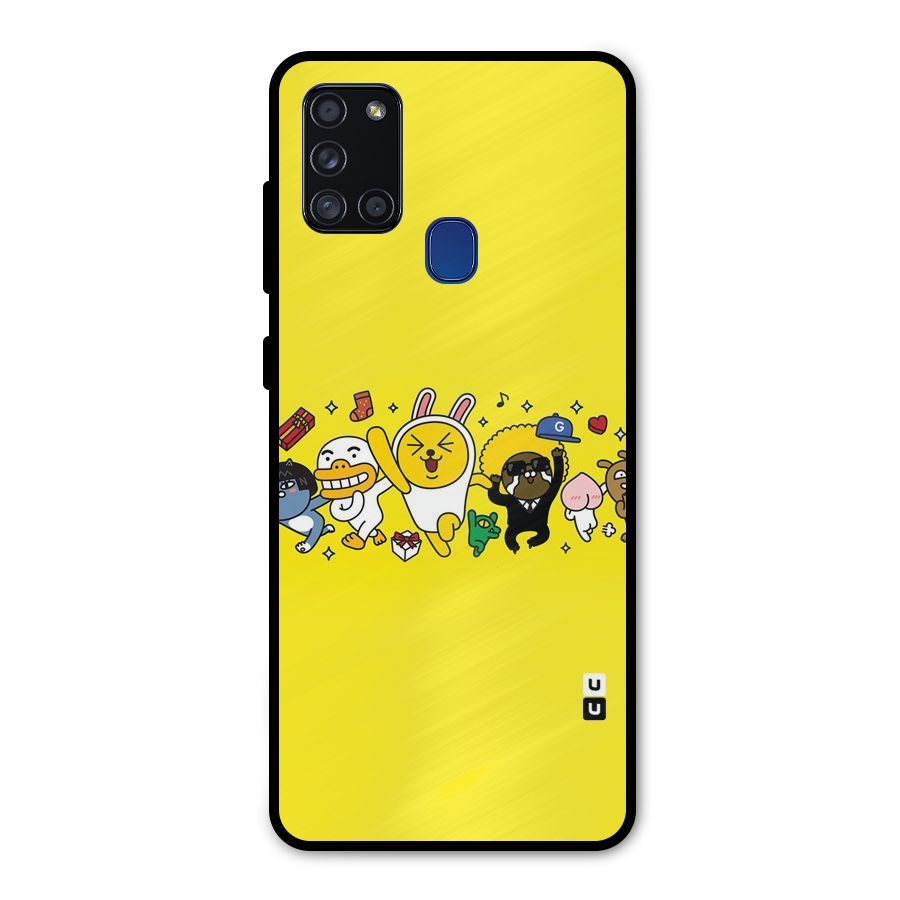 Yellow Friends Metal Back Case for Galaxy A21s