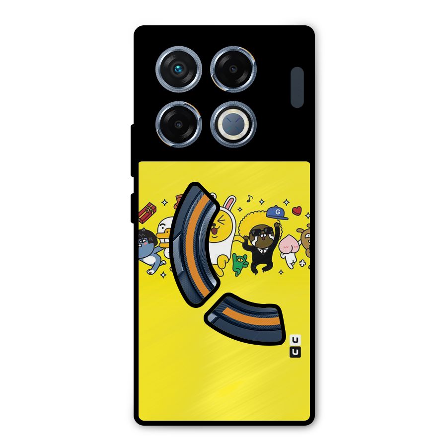 Yellow Friends Metal Back Case for Infinix GT 20 Pro