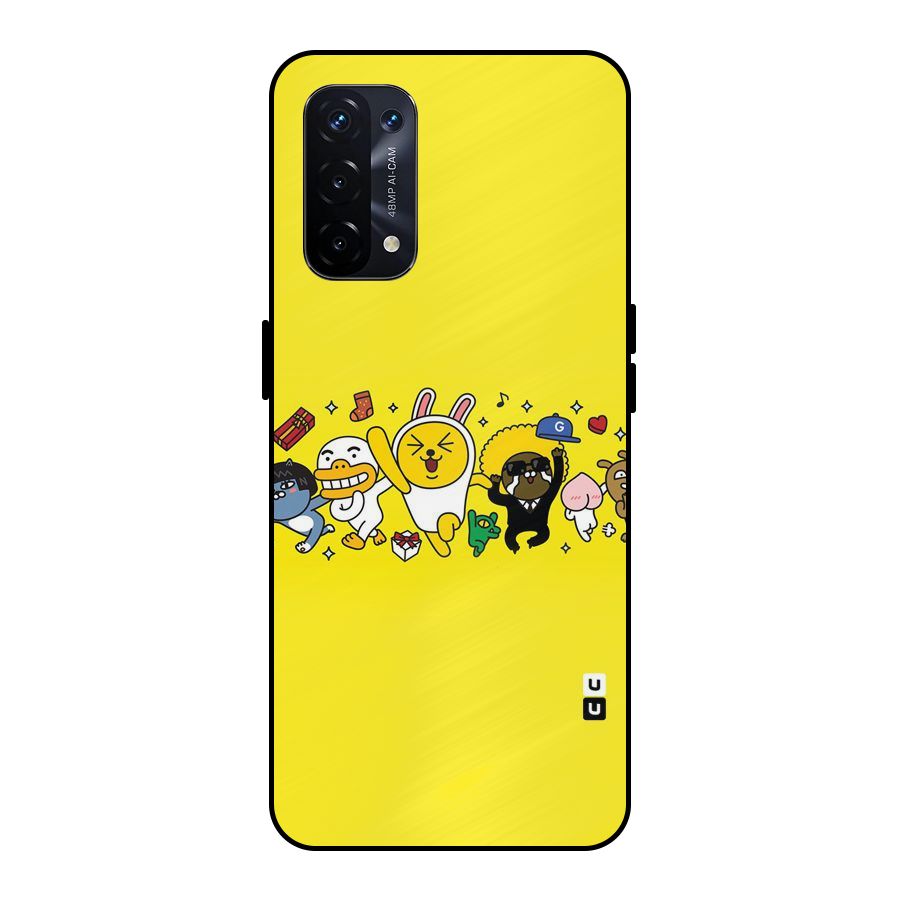 Yellow Friends Metal Back Case for Oppo A74 5G