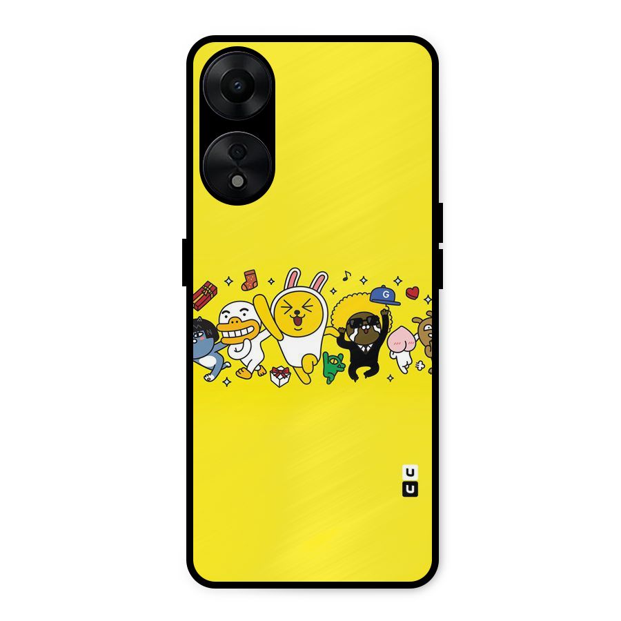 Yellow Friends Metal Back Case for Oppo A78 5G