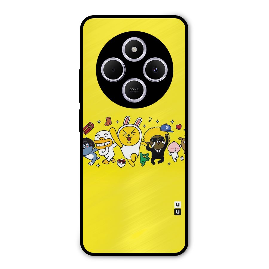 Yellow Friends Metal Back Case for Poco C75 5G
