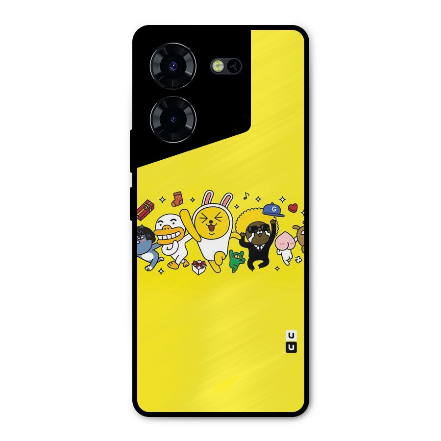 Yellow Friends Metal Back Case for Tecno Pova 5 Pro 5G