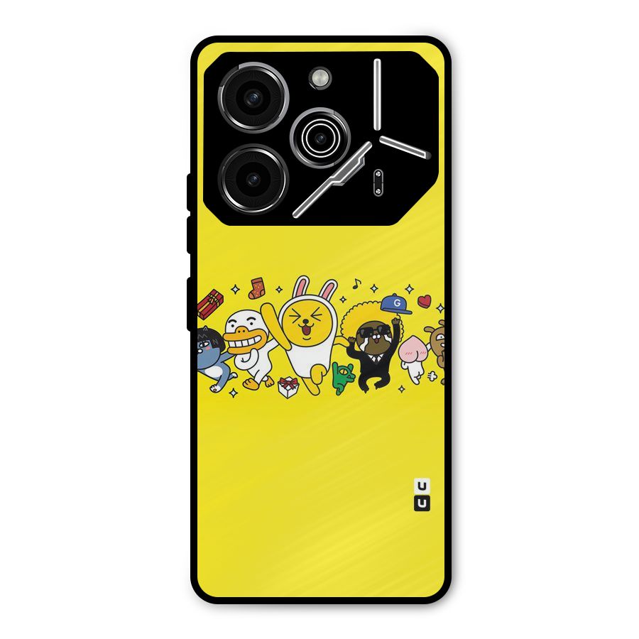 Yellow Friends Metal Back Case for Tecno Pova 6 Pro