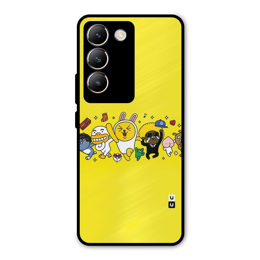 Yellow Friends Metal Back Case for Vivo T3 5G