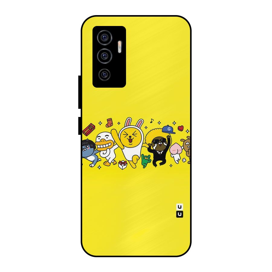 Yellow Friends Metal Back Case for Vivo V23e