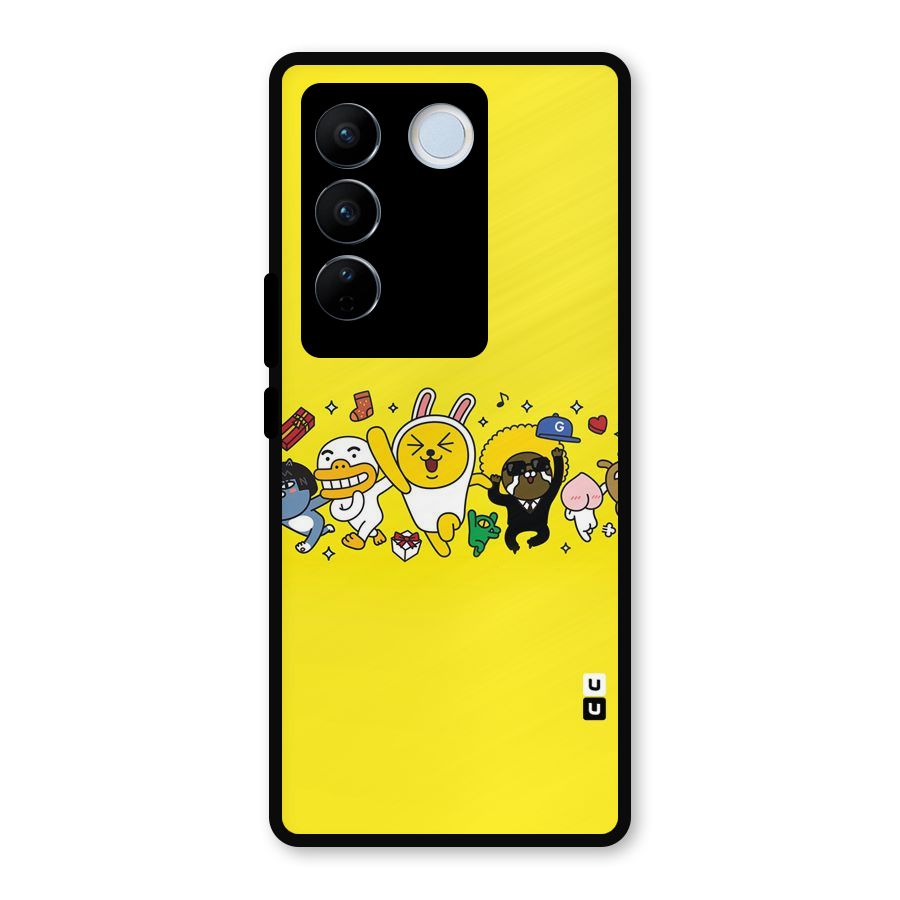 Yellow Friends Metal Back Case for Vivo V27