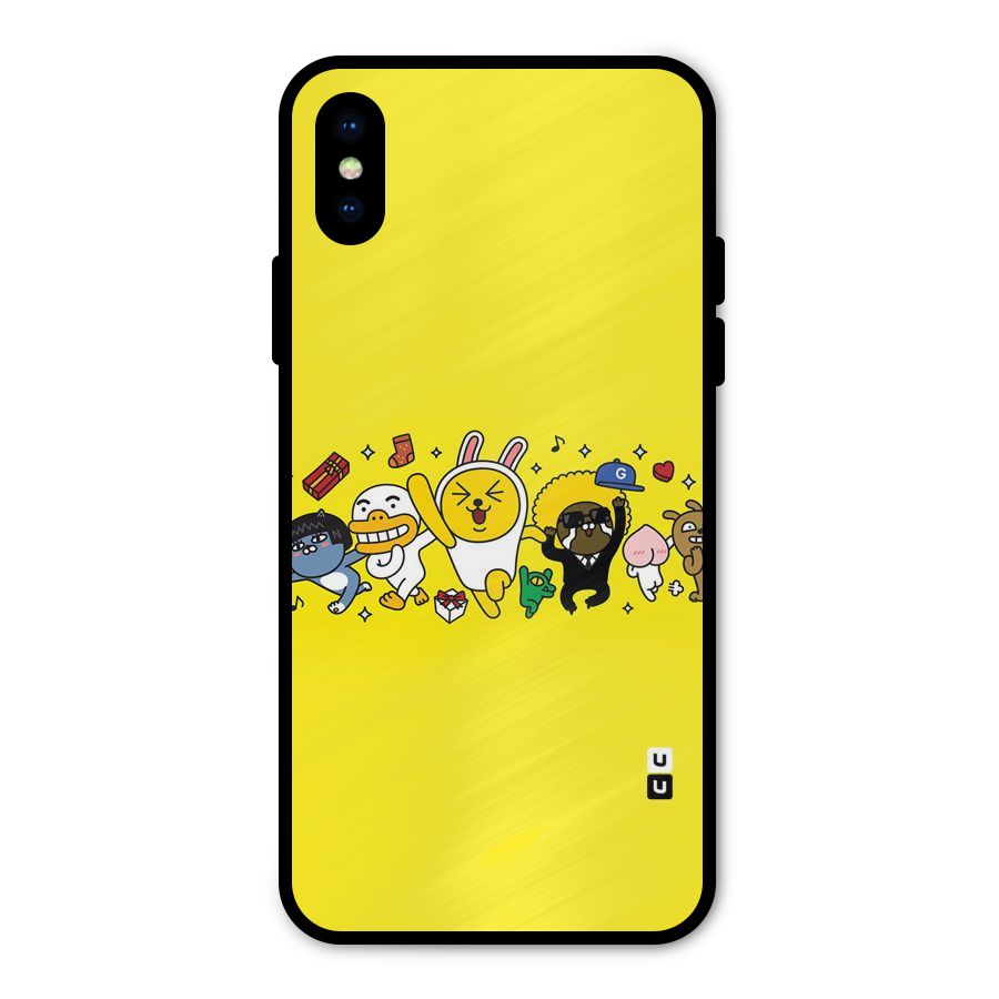 Yellow Friends Metal Back Case for iPhone XS