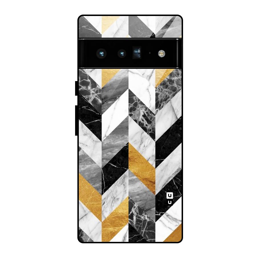 Yellow Grey Marble Glass Back Case for Google Pixel 6 Pro