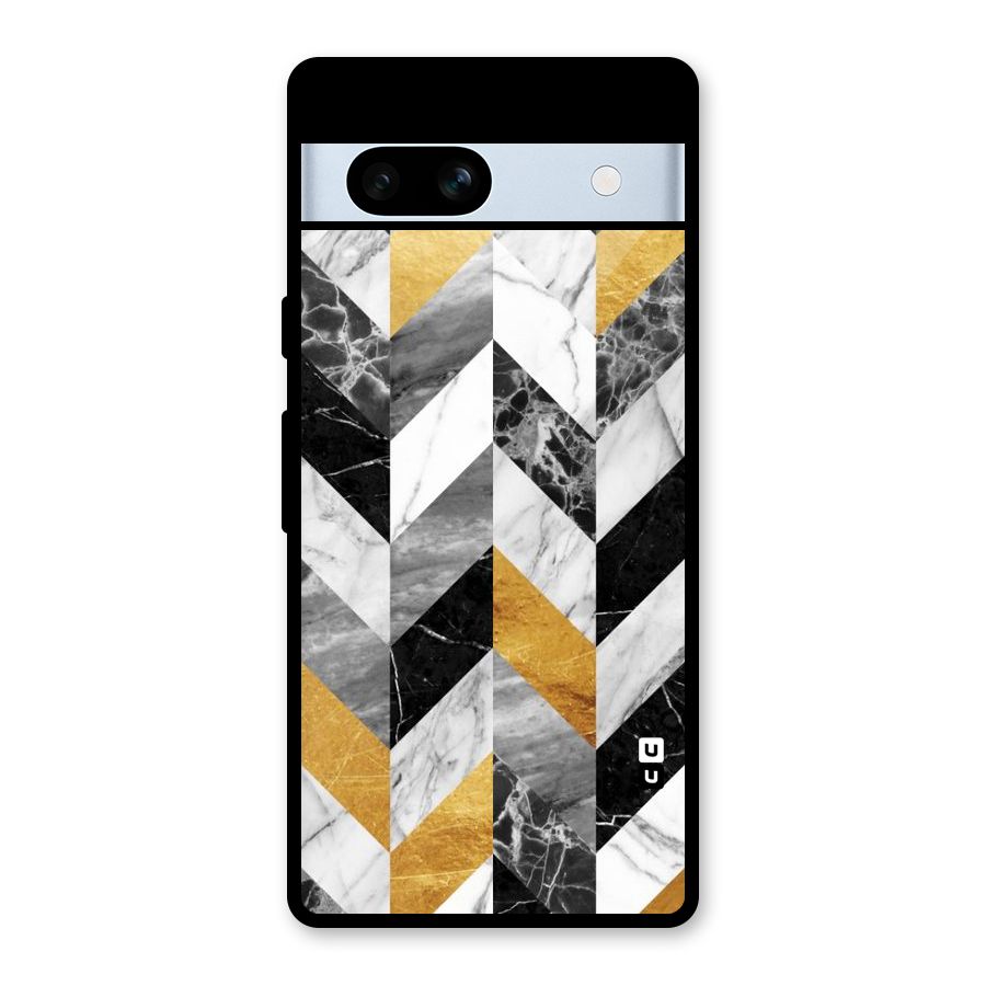 Yellow Grey Marble Glass Back Case for Google Pixel 7a