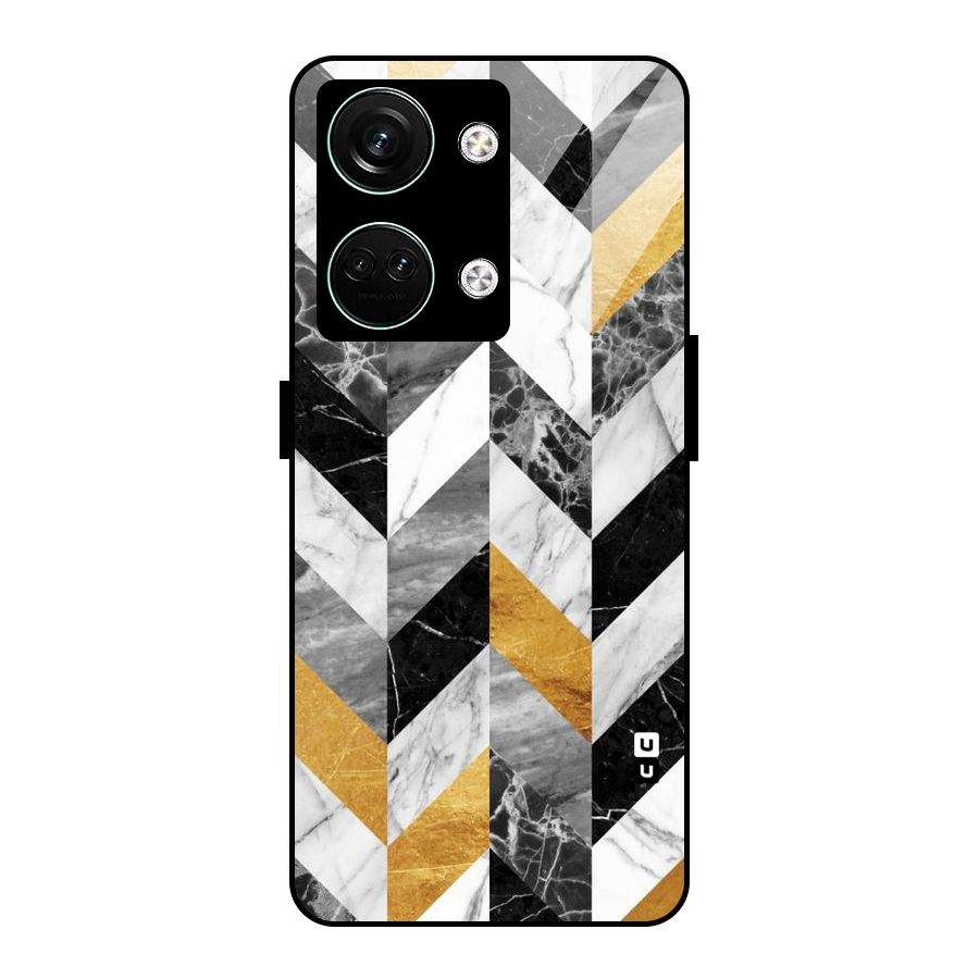 Yellow Grey Marble Glass Back Case for Oneplus Nord 3