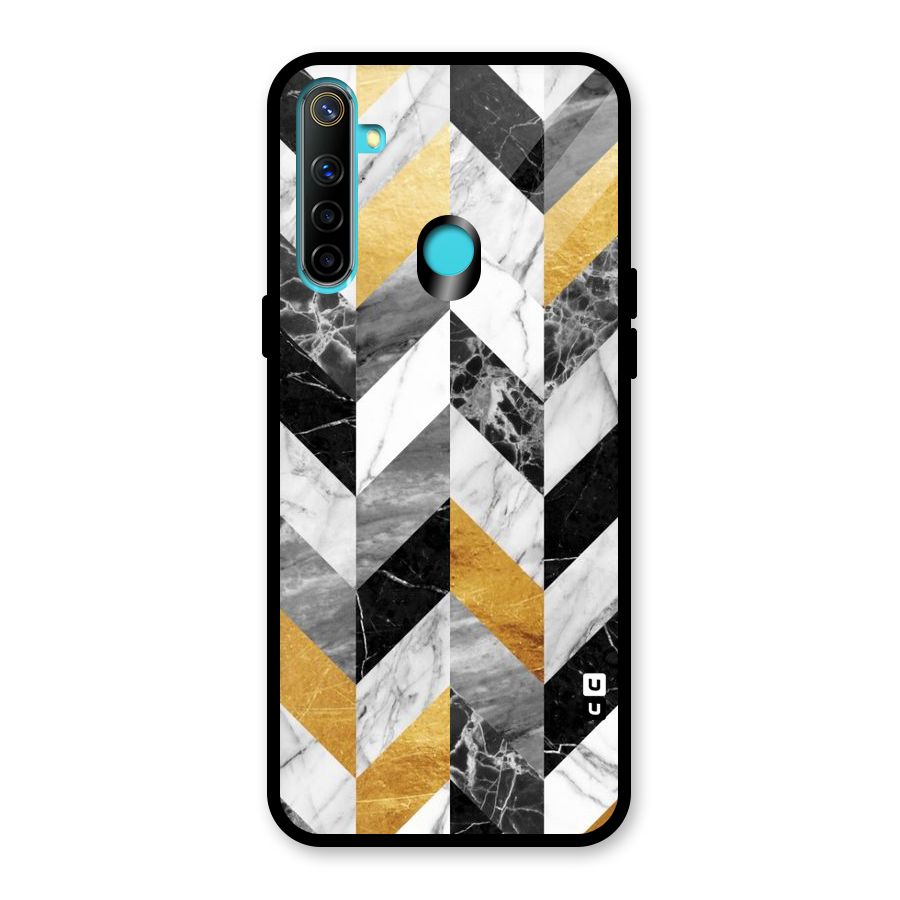 Yellow Grey Marble Glass Back Case for Realme Narzo 10