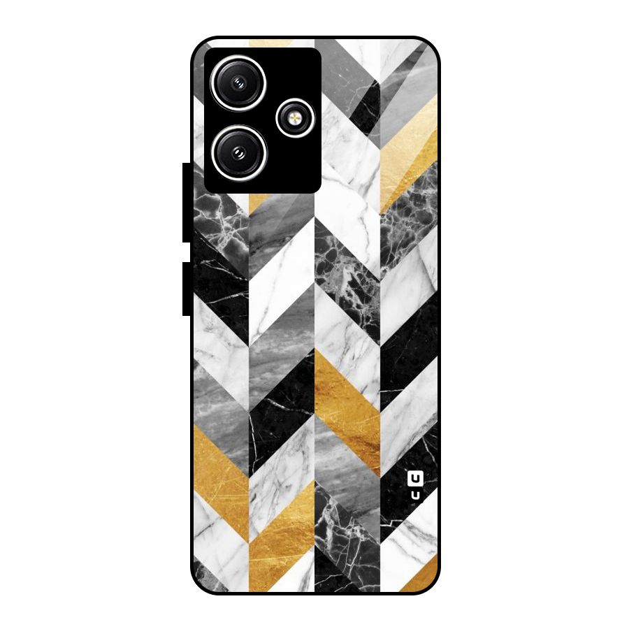 Yellow Grey Marble Glass Back Case for Redmi 12 5G