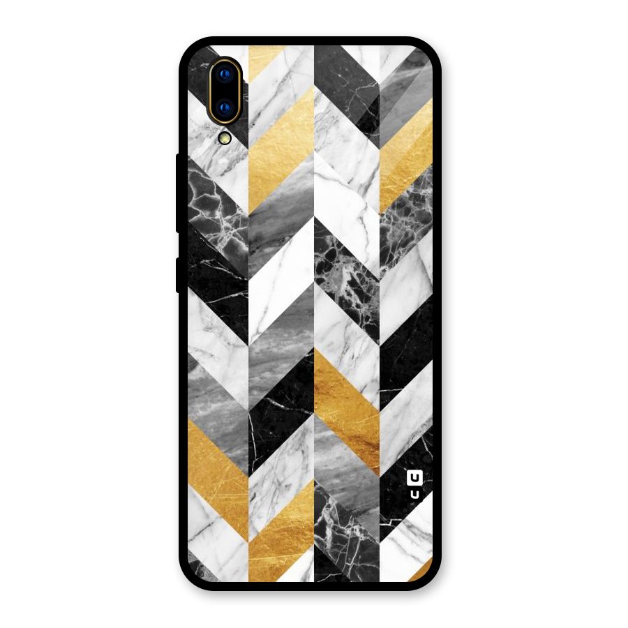 Yellow Grey Marble Glass Back Case for Vivo V11 Pro