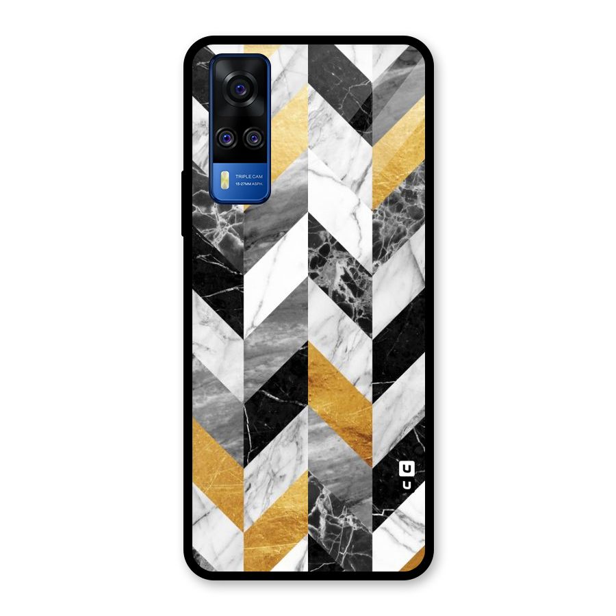 Yellow Grey Marble Glass Back Case for Vivo Y31