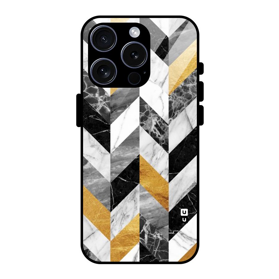 Yellow Grey Marble Glass Back Case for iPhone 15 Pro
