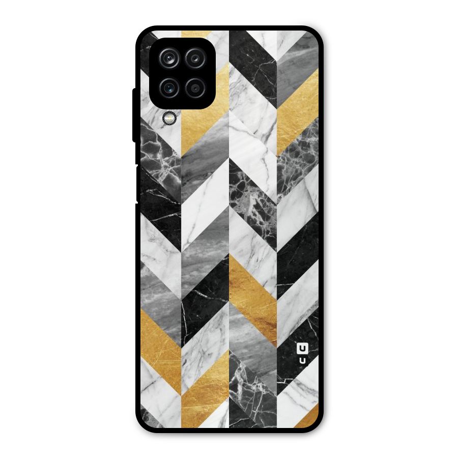 Yellow Grey Marble Metal Back Case for Galaxy A12